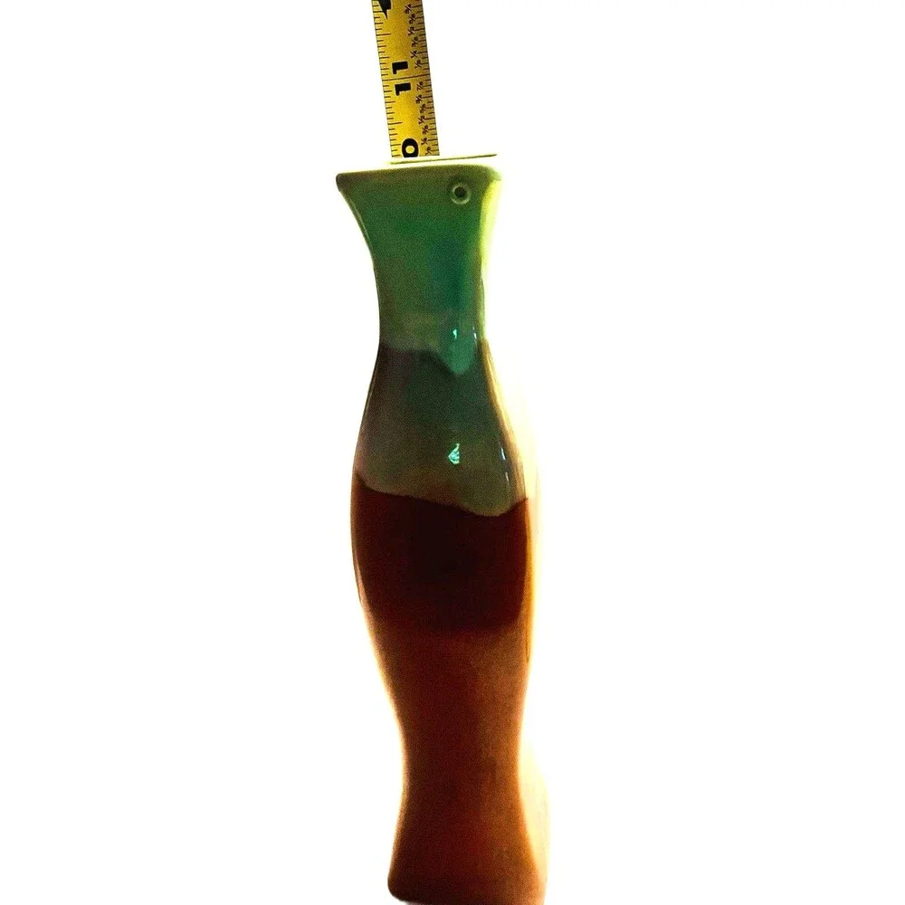Vintage 10” Drip Glazed Pottery Decorative Bud Vase Northwest Blue Green Rust